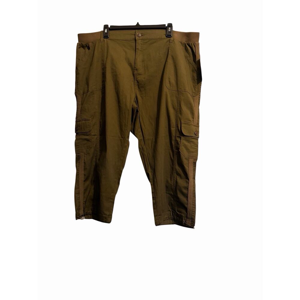 NWT Kiwi Fresh Dark Olive Lightweight Capri Pants Women's Size 16 New